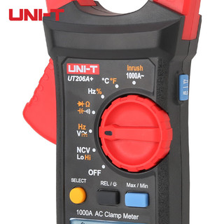UNI-T 交流电流钳形表 1000A智能防烧数字万用电流表 UT206A+ 4I00376