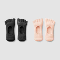蕉内氧气501Dry Pro女士分趾袜五指袜子防滑瑜伽抗菌防臭短筒夏季2双 黑色+甜柚粉 37-40