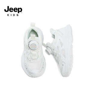 Jeep童鞋男童网面运动鞋春季2024休闲女童轻便软底透气儿童跑步鞋 白色/双网 29码 鞋内长约18.6cm