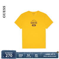 GUESS24年春季男士美式百搭纯色数字字母短袖T恤-M4PI82K2Q40 S20P-金色 L