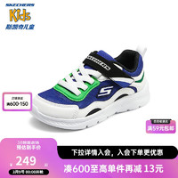 Skechers斯凯奇童鞋2024春男童网面透气运动鞋舒适轻便休闲鞋405283L 蓝色/多彩色/BLMT 34