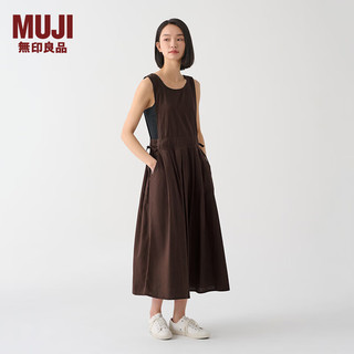 无印良品（MUJI） IDEE 女式 平纹 连体裙 女装连衣裙裙子春季早春 无袖可叠穿 深棕色 M 155/80A