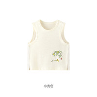 YeeHoO英氏英氏儿童T恤夏季棉麻透气男宝女宝居家上装2024Z宝宝短袖衣服 小麦色 80cm