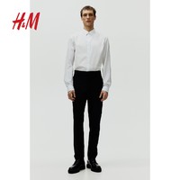 H&M HM男装易熨烫衬衫2024春季新款修身商务职业正装长袖上衣0976709