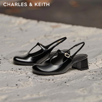 CHARLES & KEITH CHARLES&KEITH24春季圆头漆皮粗跟玛丽珍鞋CK1-60280424 Black Box黑色 36