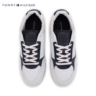 TOMMY HILFIGER24新款春季男装休闲牛皮革面拼色街头运动板鞋FM0FM04969 白色YBS 40