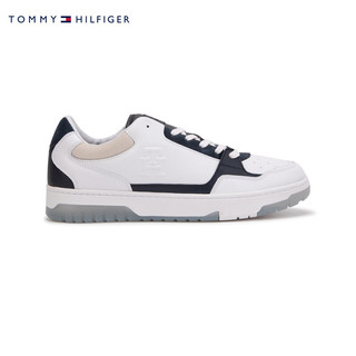 TOMMY HILFIGER24新款春季男装休闲牛皮革面拼色街头运动板鞋FM0FM04969 白色YBS 40