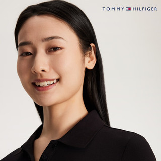 TOMMY HILFIGER【侧边开叉】24新款春夏女装通勤系带收腰POLO连衣裙42030 黑色BDS M