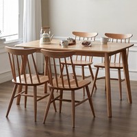 YESWOOD 源氏木语 纯实木餐桌现代简约饭桌小户型橡木桌椅组合Y8356