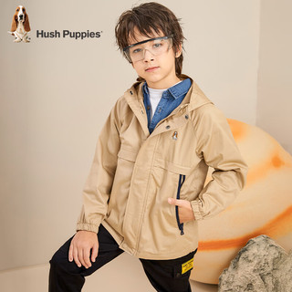 暇步士（Hush Puppies）童装儿童春秋季经典款风衣外套男童款时尚百搭风衣外套青春休闲 暖卡其（C款） 170cm