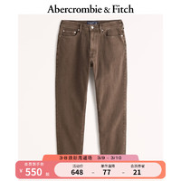 ABERCROMBIE & FITCH男装 24春美式运动风修身休闲宽松深棕色牛仔裤 342158-1 深棕色水洗 30/30 (175/76A)