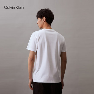 Calvin Klein Jeans24春夏男士简约镂空字母纯棉休闲圆领短袖T恤J325376 YAF-月光白 XL