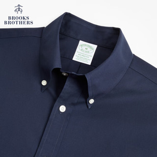 布克兄弟（BrooksBrothers）男士修身版Supima棉商务通勤长袖免烫衬衫 4004-藏青色 S
