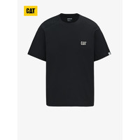 CAT卡特24春男士户外运动风弹性简约圆领短T恤 黑 XXL