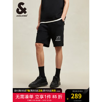 杰克·琼斯（JACK&JONES）夏季logo刺绣字母立体胶印宽松休闲短裤男装22429F027 E40黑色 195/96A/XXXLR