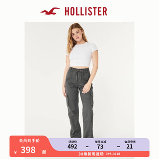 HOLLISTER24春夏加高高腰休闲宽松舒适工装老爹裤 女 356465-1 深灰色 6