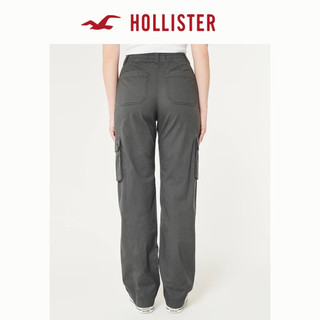 HOLLISTER24春夏加高高腰休闲宽松舒适工装老爹裤 女 356465-1 深灰色 6