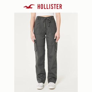 HOLLISTER24春夏加高高腰休闲宽松舒适工装老爹裤 女 356465-1 深灰色 6