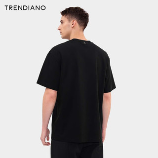 TRENDIANO 立体贴绣字母T恤2024年春季时尚百搭上衣微阔短袖男 黑色 XL