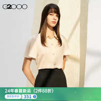 G2000【可机洗】G2000女装SS24商场柔软丝滑面料波浪袖型短袖衬衫 轻薄丝滑-小麦色带领衬衫23寸 34