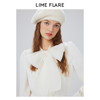 LIME FLARE莱茵福莱尔法式白色气质衬衫2024年春季蝴蝶结洋气别致上衣 米白色 XL