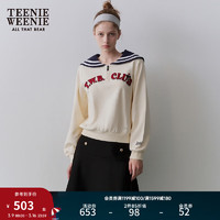 Teenie Weenie小熊女装2024春季学院风海军翻领半拉链套头卫衣 乳白色 170/L