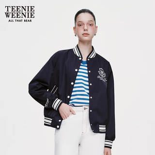 Teenie Weenie【缎纹仿记忆面料】小熊2024年薄款棒球服外套小个子