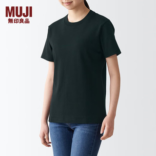 无印良品（MUJI）女式双罗纹织 圆领短袖T恤上衣打底衫女款内搭早春BBA92A4S 黑色 XL 165/92A