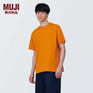无印良品（MUJI）男式 天竺编织 圆领短袖T恤男士打底衫男款夏季新品 AB1MIA4S 橙色 M (170/92A)