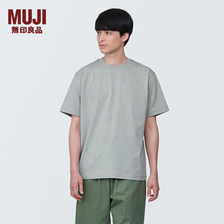 无印良品（MUJI）男式 天竺编织 圆领短袖T恤男士打底衫男款夏季新品 AB1MIA4S 灰色 XS (160/80A)