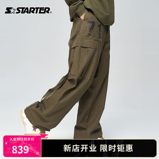 STARTER梭织长裤男女同款秋季美式复古宽松运动裤 卡其绿 2XL