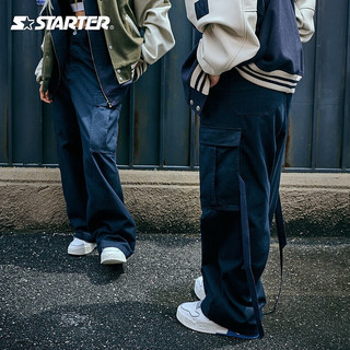 STARTER梭织长裤男女同款秋季美式复古宽松运动裤 藏青色 XL