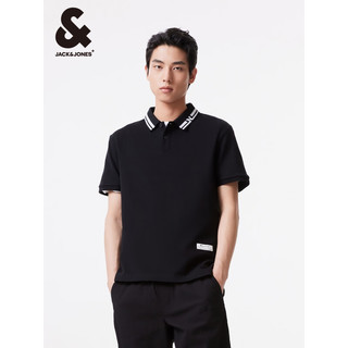 杰克·琼斯（JACK&JONES）春夏男士时尚撞色百搭商务休闲通勤男士polo衫男224206010 E40黑色 常规 E40黑色 185/104A/XL