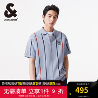 杰克·琼斯（JACK&JONES）春夏男士衣身个性条纹撞色设计时尚休闲polo衫男装224206007 C40油画蓝 常规 C40油画蓝 180/100A/L