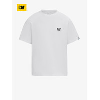 CAT 卡特彼勒 卡特24春男士户外运动风弹性简约圆领短T恤 白 XL