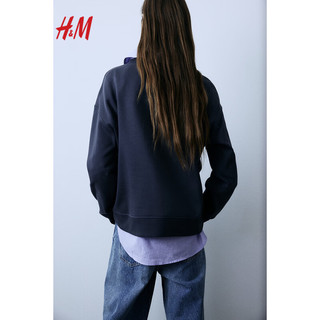 H&M女装卫衣2024春季潮流时尚复古图案圆领长袖上衣1056840 深灰色/The Beatles 165/96A