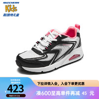 Skechers斯凯奇糖果鞋儿童春秋气垫休闲鞋UNO系列女童缓震运动鞋310555L 白色/黑色/WBK 33码