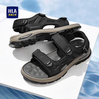 海澜之家HLA凉鞋男士时尚休闲凉鞋耐磨舒适沙滩鞋HAALXM2DBG088 黑色44