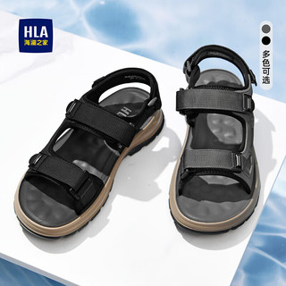 HLA 海澜之家 凉鞋男士时尚休闲凉鞋耐磨舒适沙滩鞋HAALXM2DBG088 黑色41