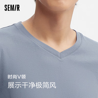 森马（Semir）短袖T恤男2024夏纯色修身V领上衣净色百搭休闲装109324100139 M 灰色调00322