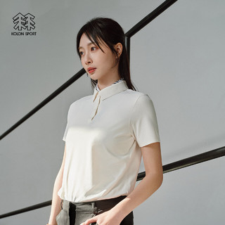 KOLON SPORT可隆SECO防晒抗菌T恤速干短袖POLO衫 米白CR 155/XS