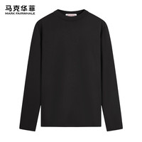 马克华菲【字母印花】长袖T恤男2024春秋休闲百搭纯色打底男士长袖T恤 001黑色 XXL
