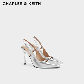 CHARLES&KEITH24春法式尖头细高跟鞋凉鞋SL1-61790021 Silver银色 36