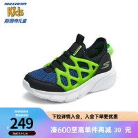 Skechers斯凯奇儿童一脚蹬休闲鞋春秋款男童时尚舒适轻便运动鞋403864L 黑色/蓝色/柠檬色/BBLM 37码