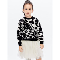 little MO&Co.奇先生妙小姐IP little moco童装24春装男女童长袖毛衣针织衫 黑色 120/60