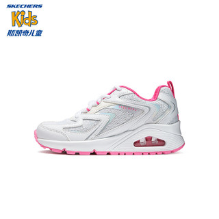 Skechers斯凯奇糖果鞋儿童春秋气垫休闲鞋UNO系列女童缓震运动鞋310555L 白色/粉色/WPK 32码