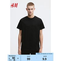 HM H&M2024春男装标准版型COOLMAX T恤0967153 黑色 175/108A L