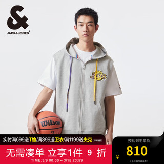 杰克·琼斯（JACK&JONES）NBA联名夏湖人队潮流宽松针织开衫两件套短袖男224233001 G41 浅花灰色 G41 浅花灰色 165/88A/XS