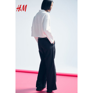 H&M女装2024春季短款上衣气质时尚休闲复古有领卫衣1227071 白色/Resonance 165/96A