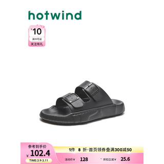 热风2024年夏季男士时尚拖鞋 01黑色（H60M4212） 38